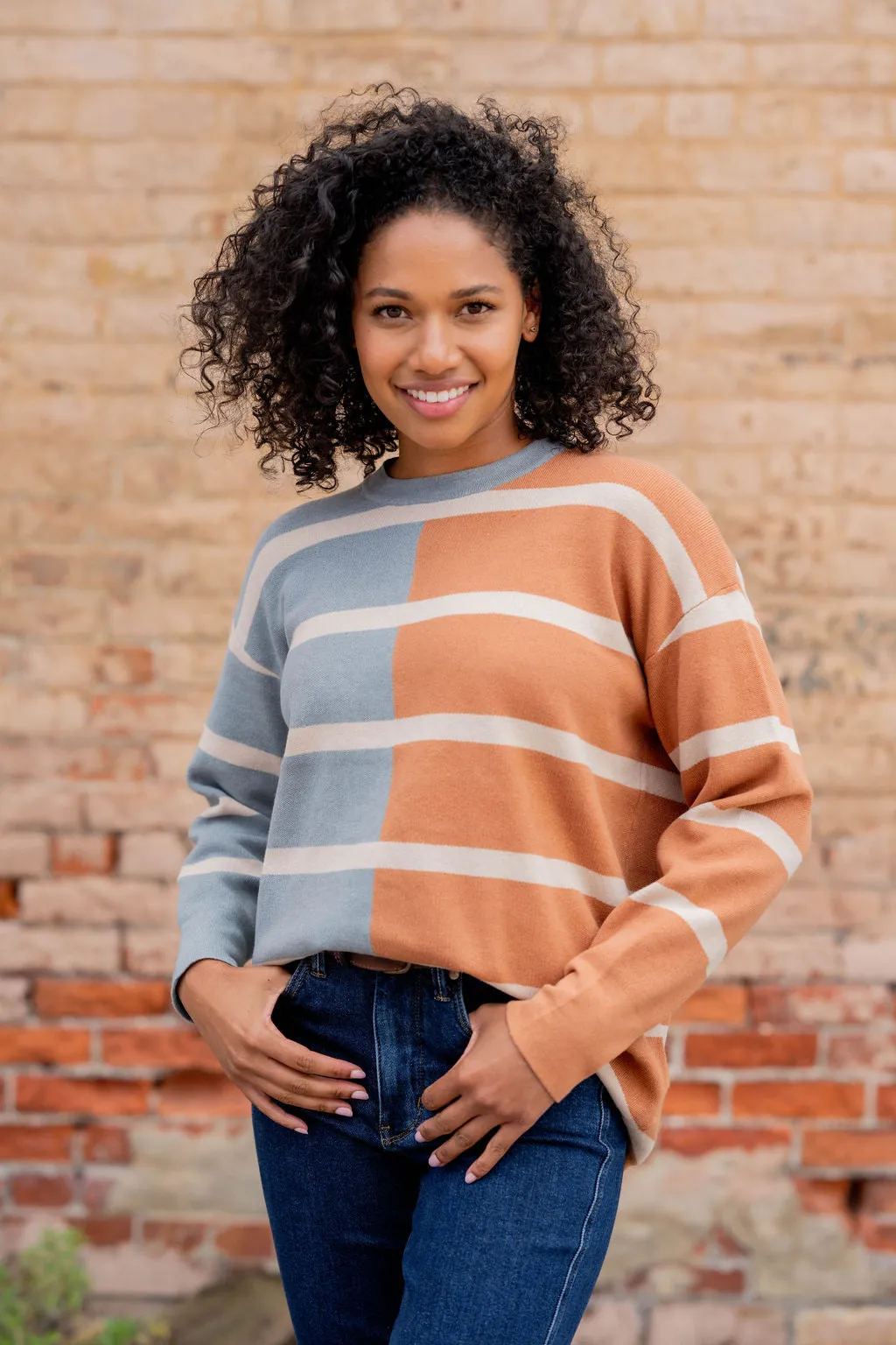 Two Tone Striped Sweater