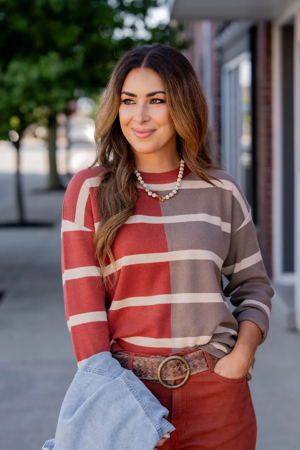 Two Tone Striped Sweater