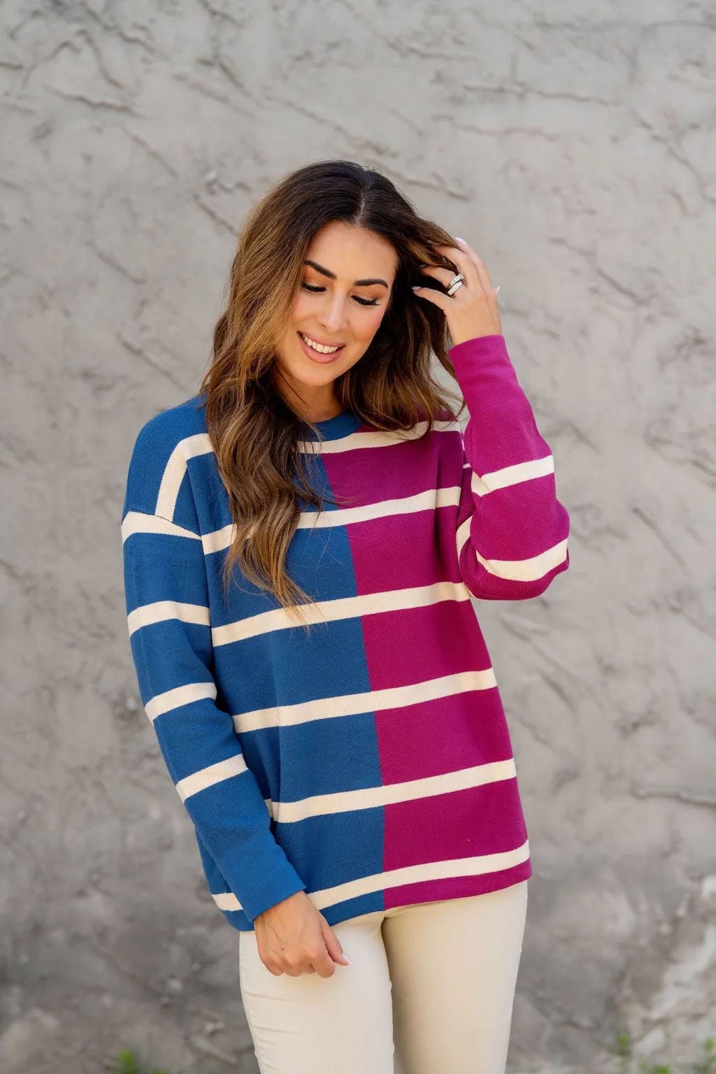 Two Tone Striped Sweater