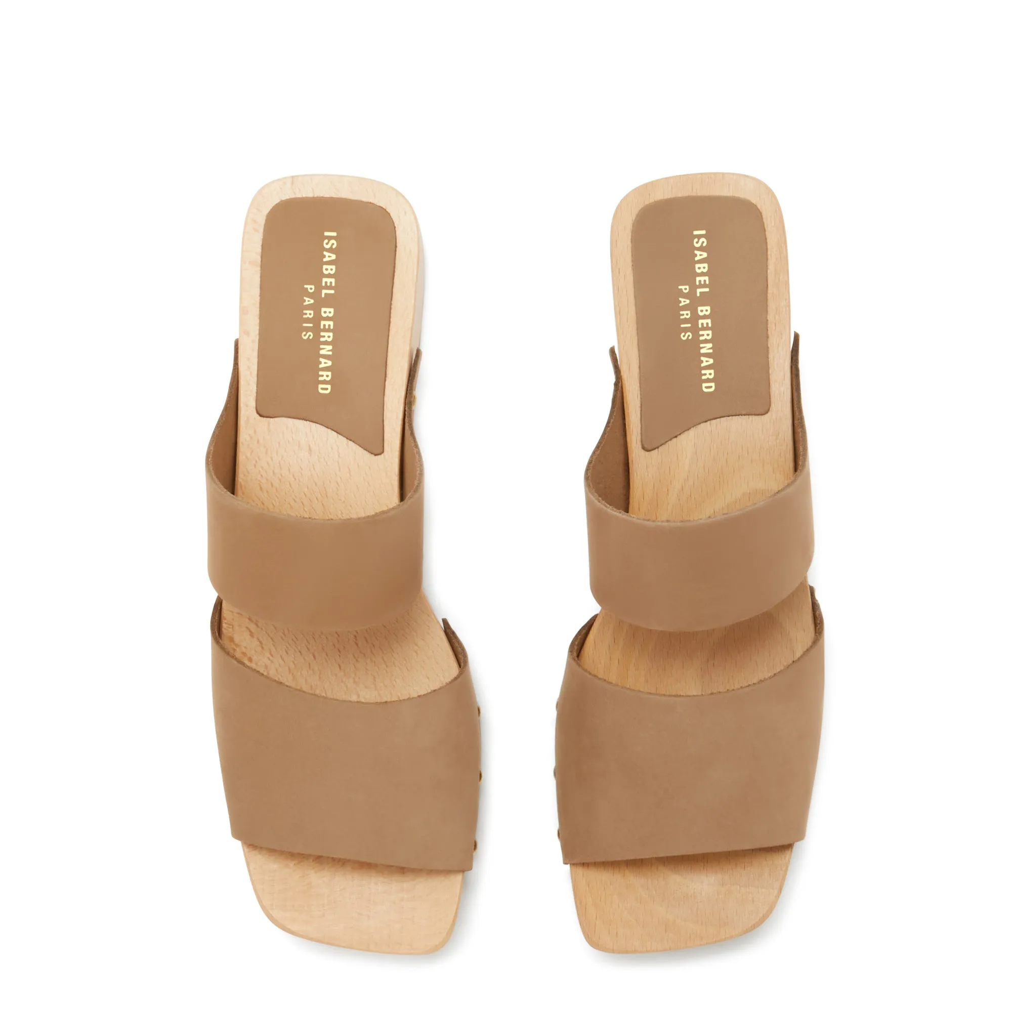 Vendôme Carmen taupe calfskin leather clogs