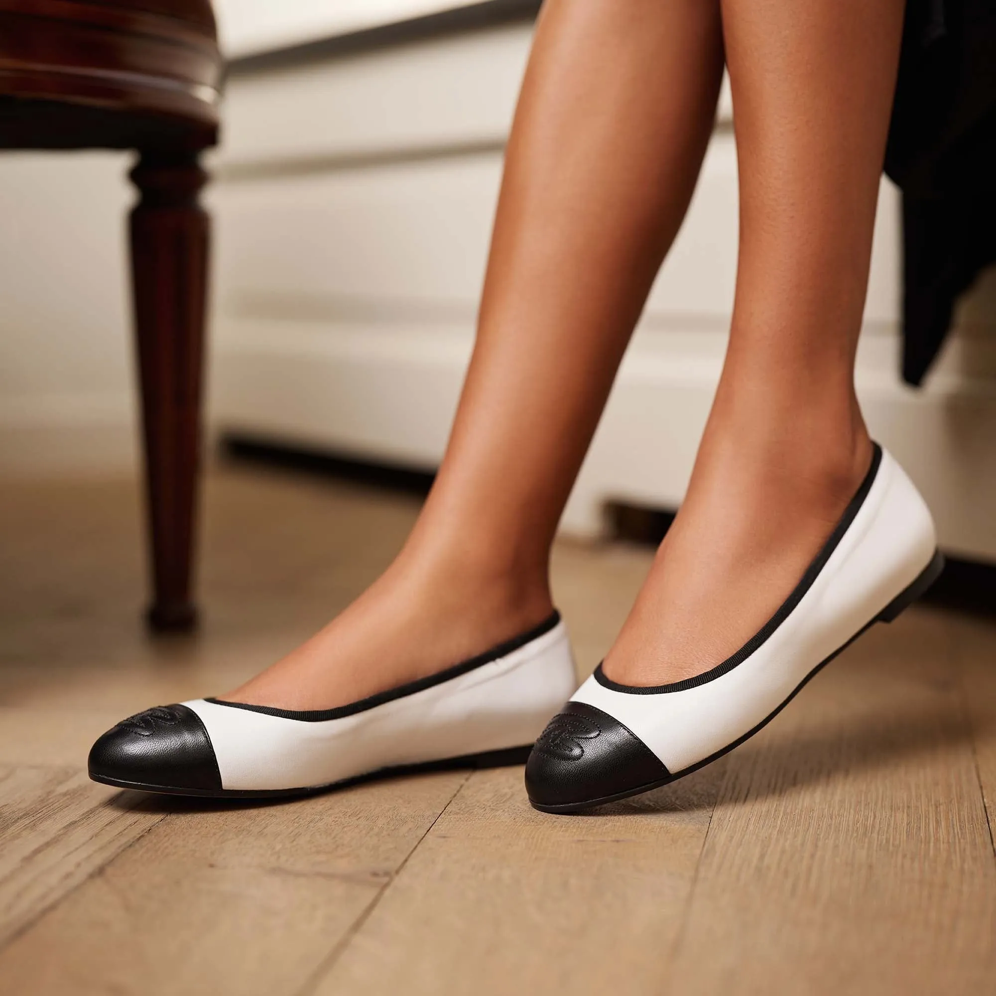 Vendôme Ynes white calfskin leather ballerinas