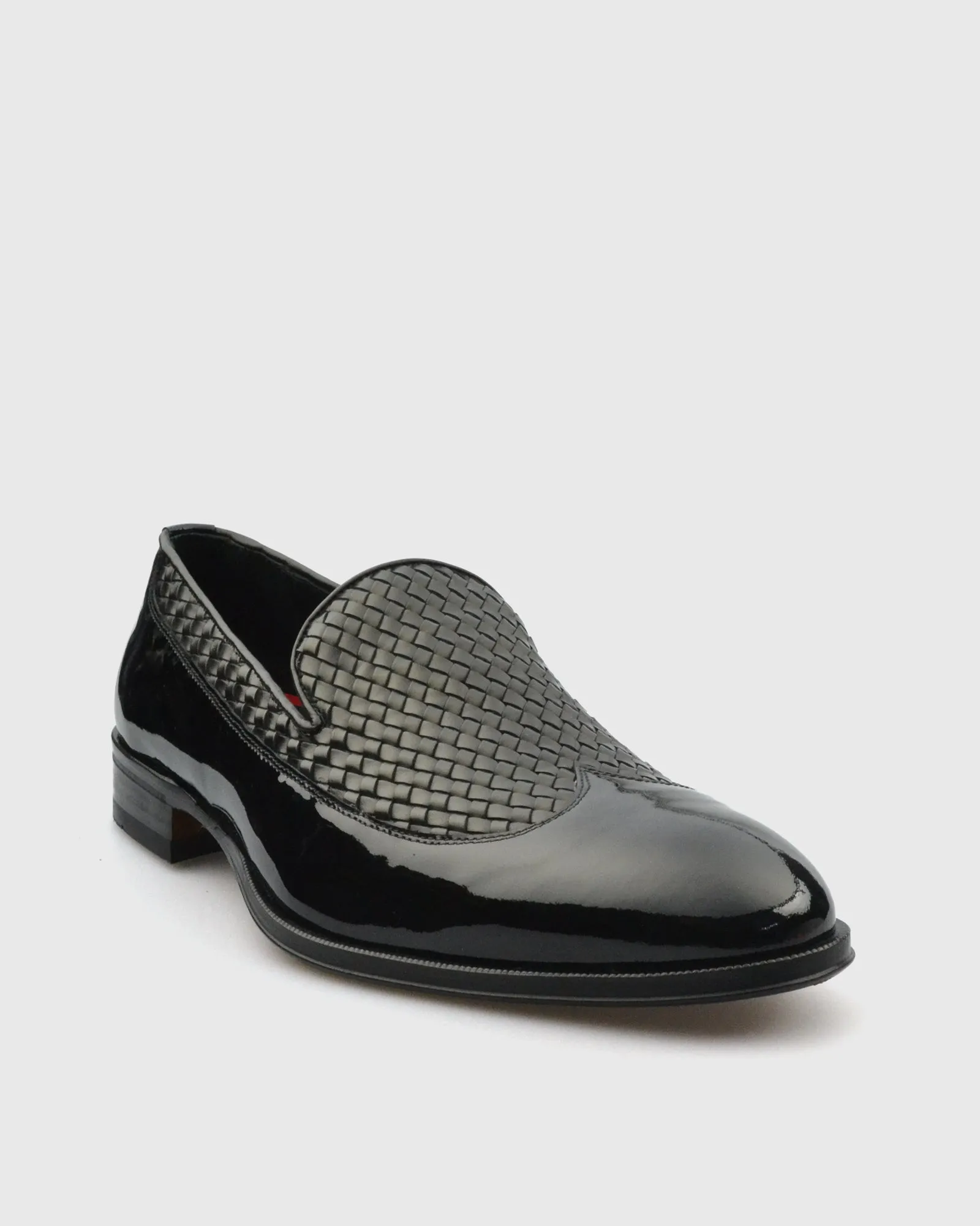 VINCENT & FRANKS VFW23LO SHINY BLACK PATENT & WOVEN LOAFER