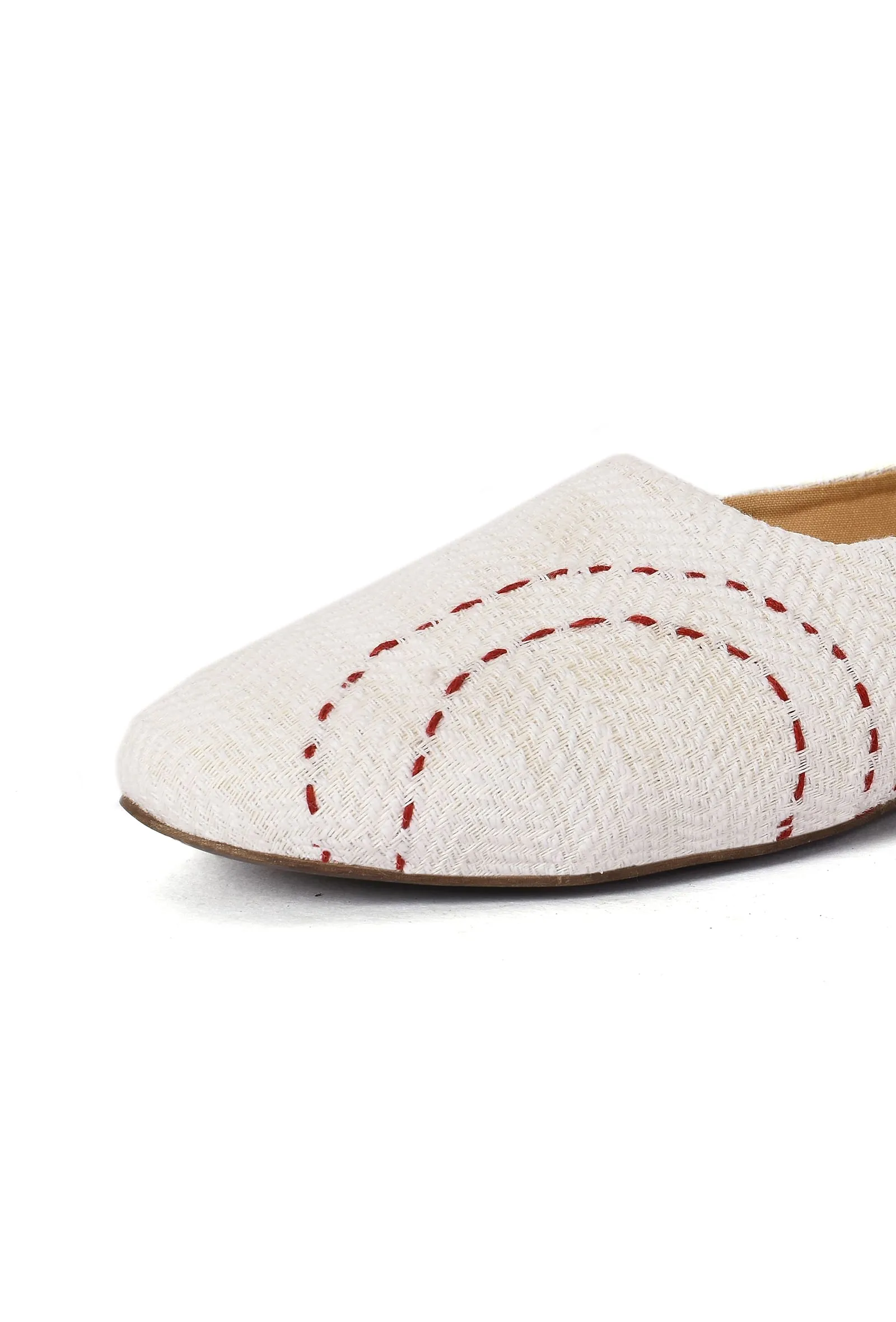 White with Detailing Pure Hemp Ballerinas