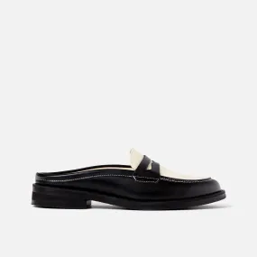 Wilde Black   White Mule Loafer - Women's