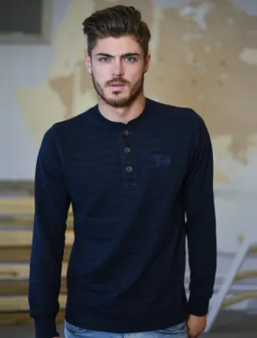 Winter Peak Henley Long Sleeve Top in Dark Navy - Tokyo Laundry