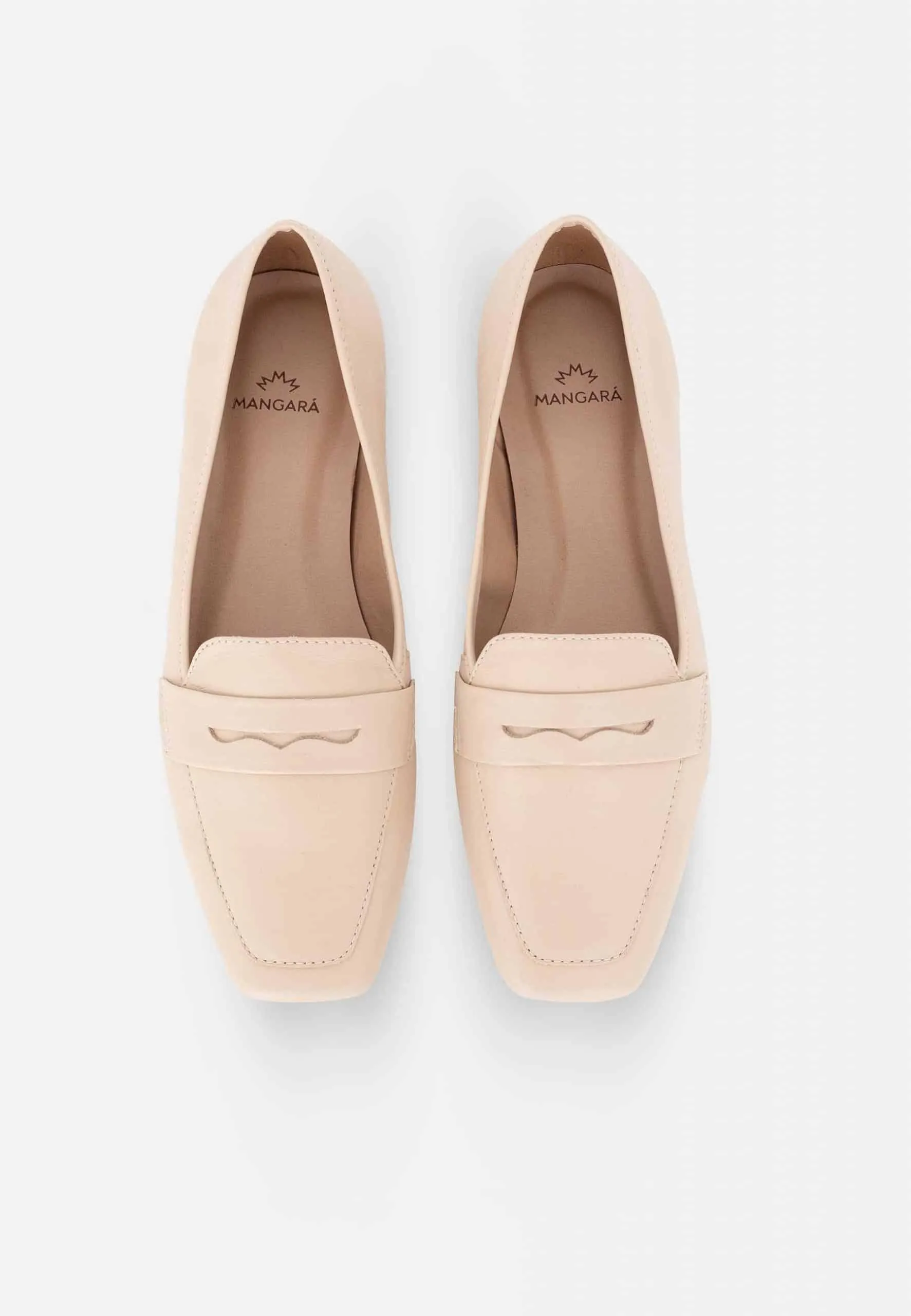 Women's Beige Premium Leather Loafers with a Narrow Fit