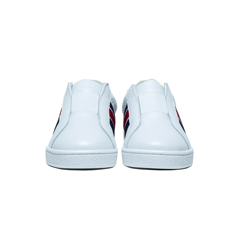 Women's Bishop White Red Blue Leather Sneakers 91714-051