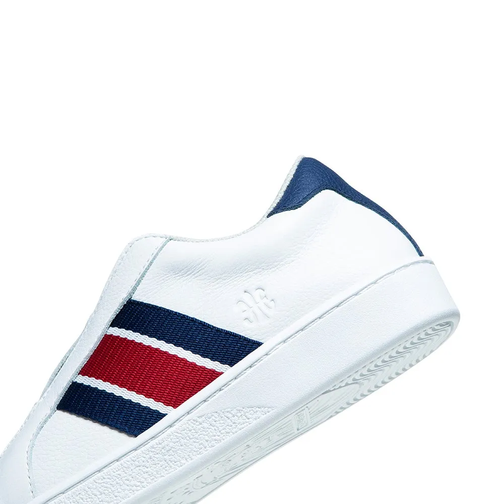 Women's Bishop White Red Blue Leather Sneakers 91714-051