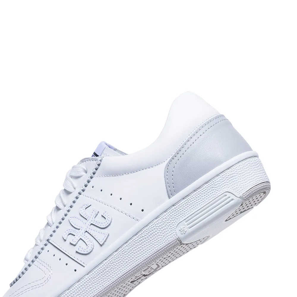 Women's Dreamer White Gray Logo Leather Sneakers 98121-008