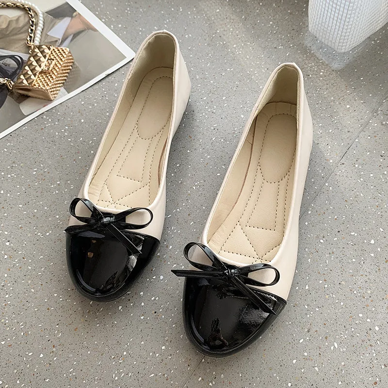 Women's Flat Closed Toe Bow Decor Ballet Flats