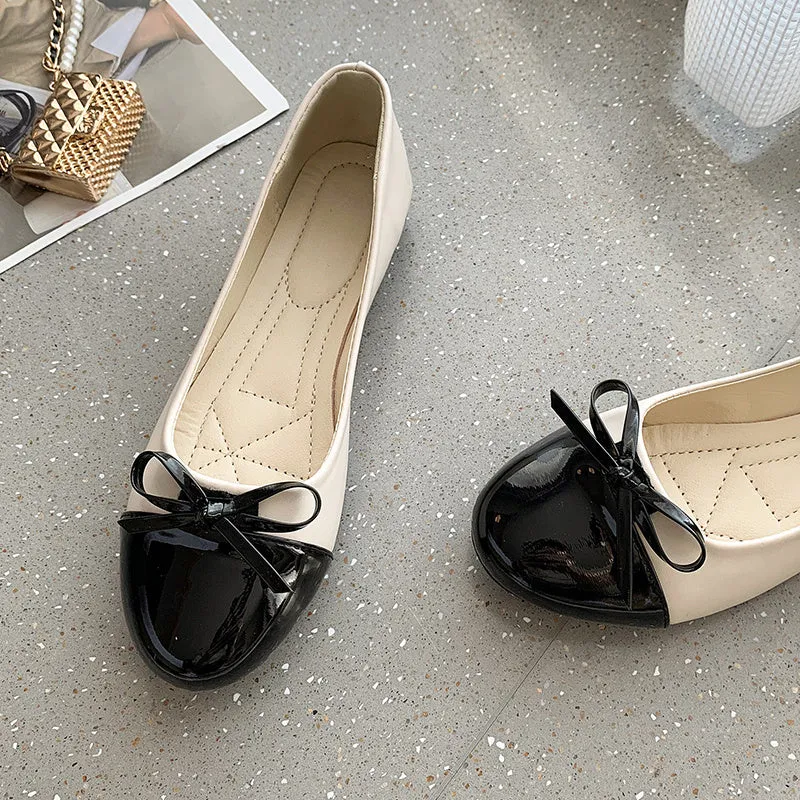 Women's Flat Closed Toe Bow Decor Ballet Flats