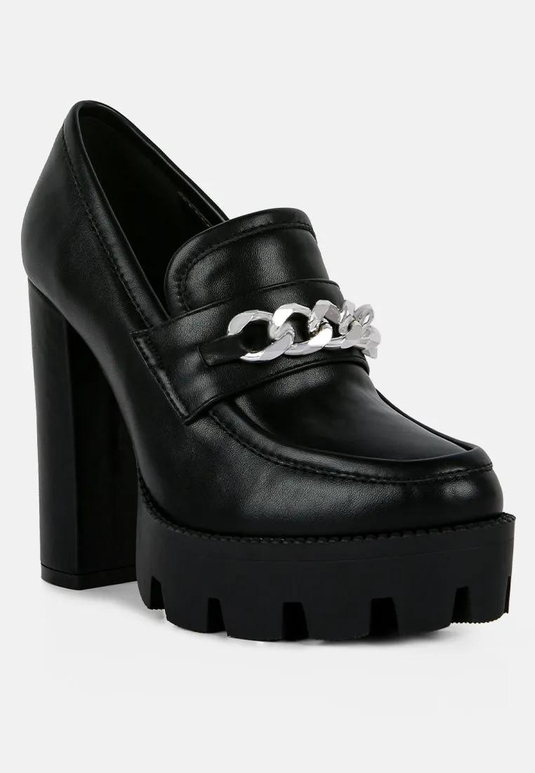 Y2K Chunky High Block Heeled Loafers