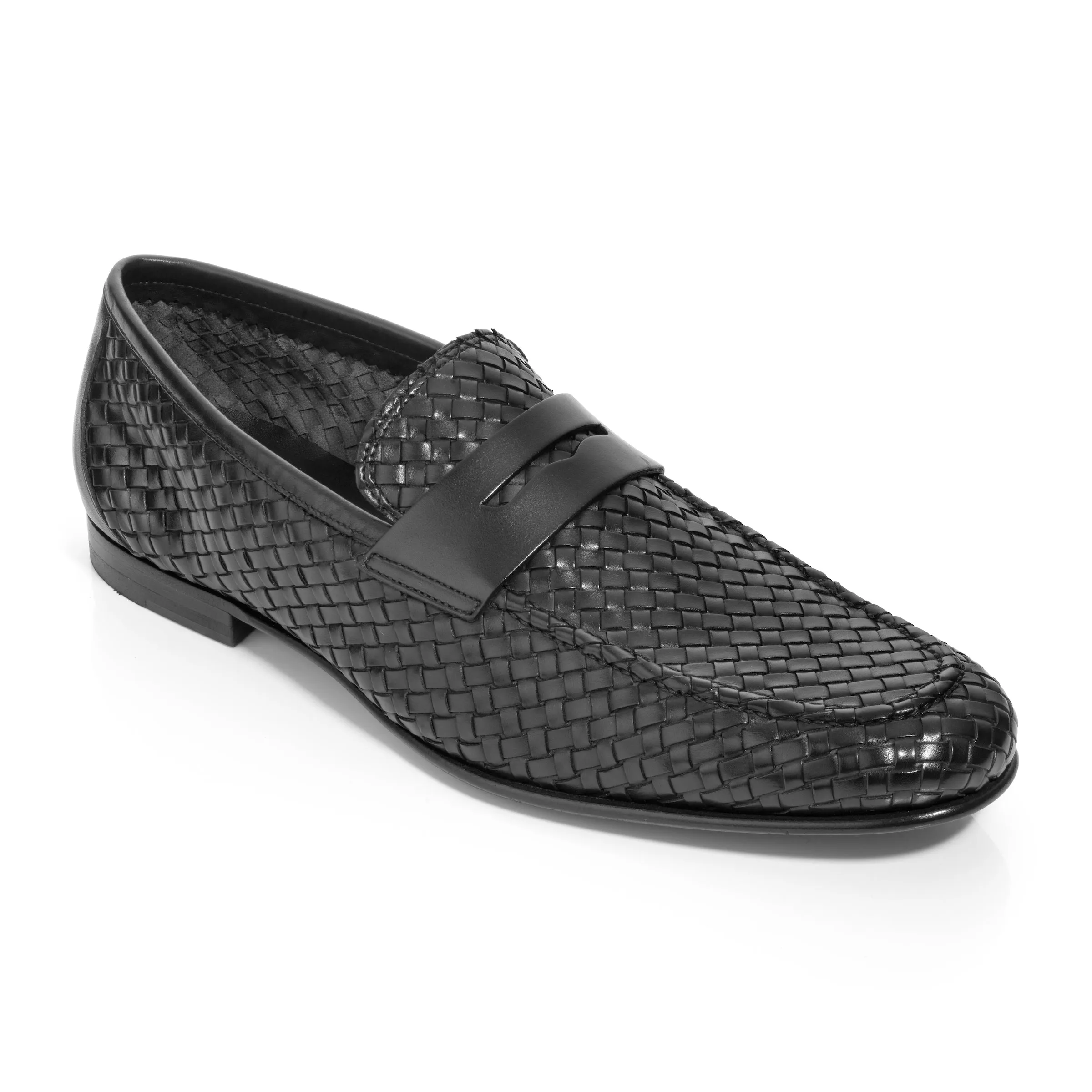 Zenith Black Woven Leather Loafer